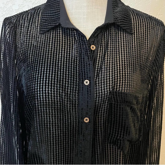 Anthropologie Akemi + Kin Sheer Long Sleeve Button-Down Tunic - Picture 2 of 3